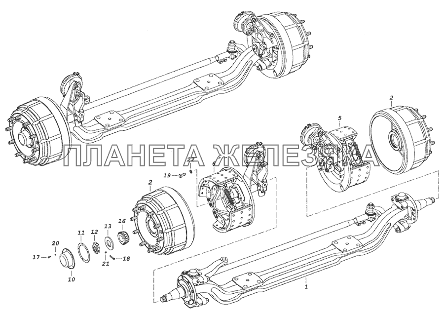 6520-3000612 Ось передняя с тормозами КамАЗ-6520 (Euro-2, 3)